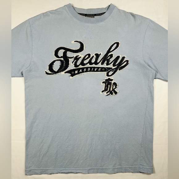 Y2K 2000s Freaky Massive Streetwear Denim Graphic T Shirt - Picture 4 of 10